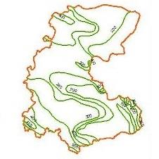 Contour map precipitation in Central Province