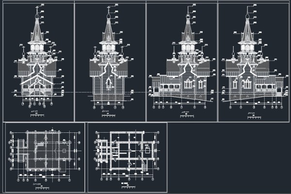 نقشه اتوکدی کلیسای چوبی